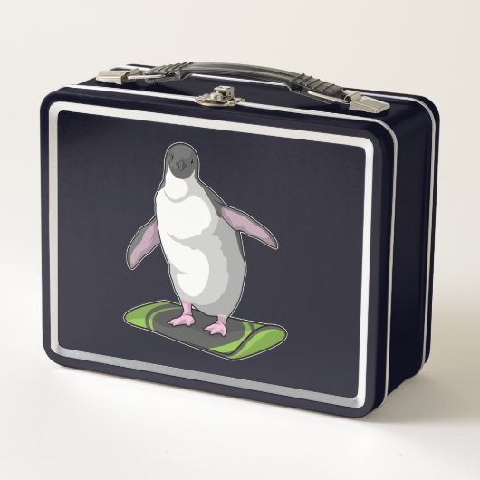 Lunch Box Penguin en Snowboardeur avec Snowboard (Devant)
