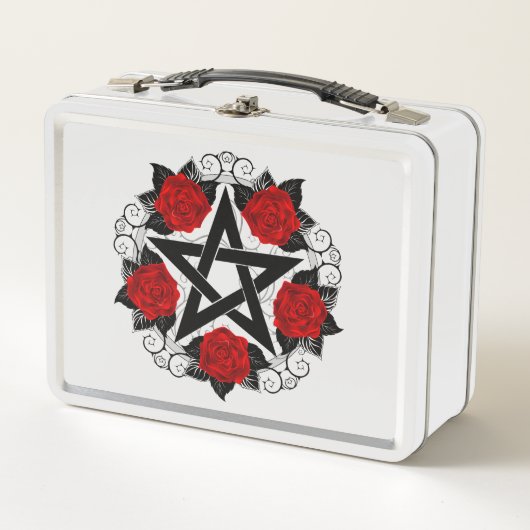 Lunch Box Pentagramme aux roses rouges (Devant)