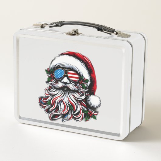 Lunch Box Père Noël de Noël Patriotique/Américaine (Devant)