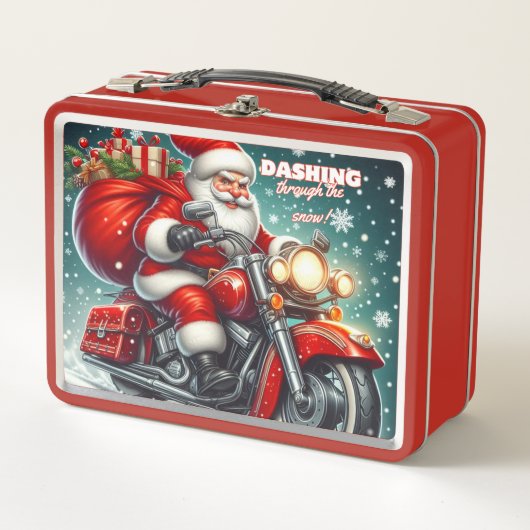 Lunch Box Père Noël en moto (Devant)
