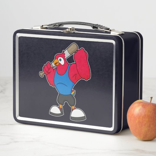 Lunch Box Perroquet au baseball avec batte de baseball (En situation)