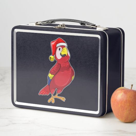 Lunch Box Perroquet avec chapeau de Père Noël (En situation)