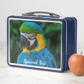 Lunch Box Perroquet bleu et jaune personnalisé (En situation)