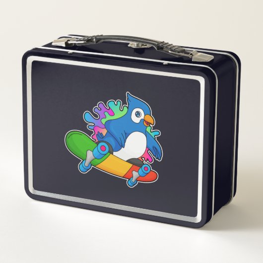 Lunch Box Perroquet en tant que skate avec skateboard (Dos)