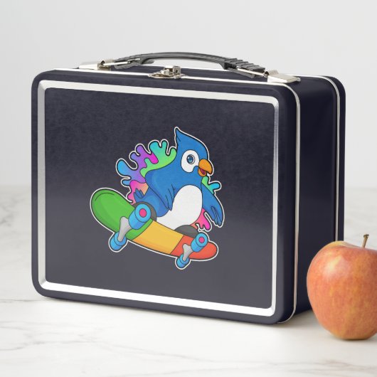 Lunch Box Perroquet en tant que skate avec skateboard (En situation)