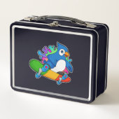 Lunch Box Perroquet en tant que skate avec skateboard (Devant)