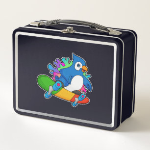 Lunch Box Perroquet en tant que skate avec skateboard