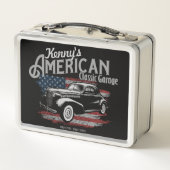 Lunch Box Personalized American Vintage Classic Car Garage (Dos)
