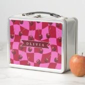 Lunch Box Personalized Cherry Gingham Retro Custom Name (En situation)