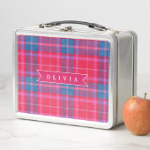 Lunch Box Personalized Custom Pink Fuchsia Plaid Preppy (En situation)
