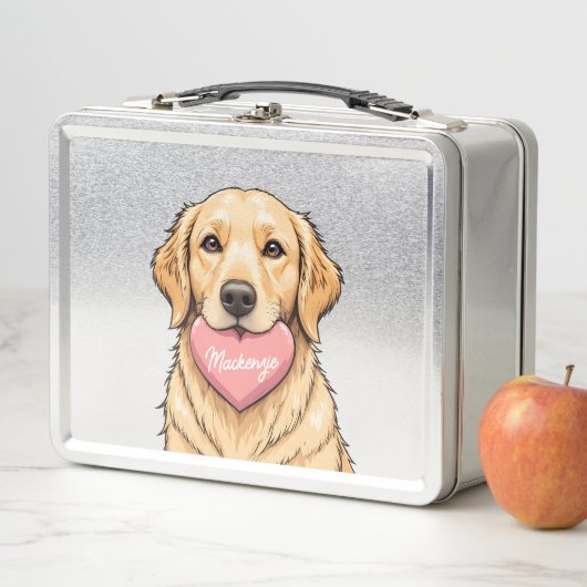 Lunch Box Personalized Cute Dog with Heart (En situation)
