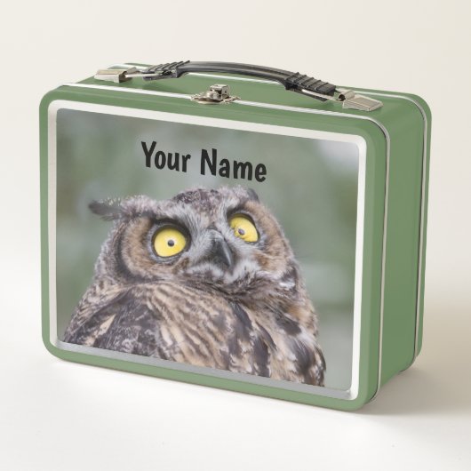 Lunch Box Personalized Cute Wide-Eyed Owl (Devant)