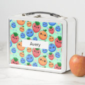 Lunch Box Personalized Green Smiling Fruit School (En situation)