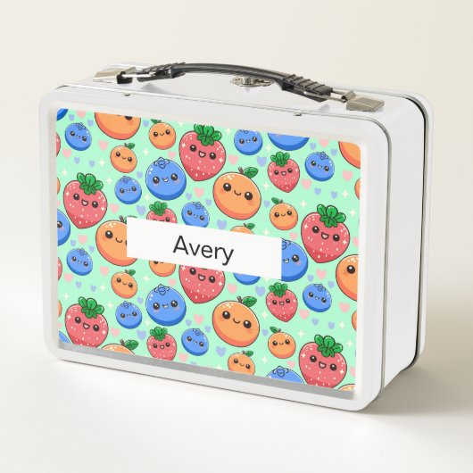Lunch Box Personalized Green Smiling Fruit School (Dos)