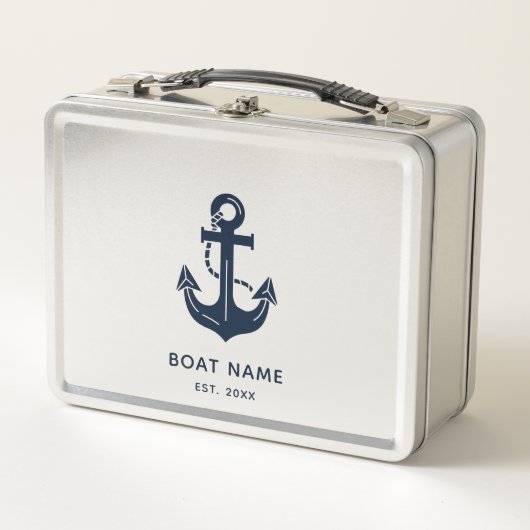 Lunch Box Personalized Nautical Anchor Boat Name (Devant)
