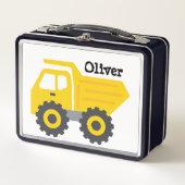 Lunch Box Personalized Yellow Dump Truck (Devant)