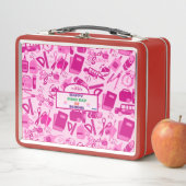 Lunch Box Personnalisable en rose girly Retour au Motif scol (En situation)