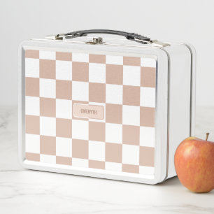 Lunch Box Personnalisé À damiers Neutre Rose Blush Pink Met