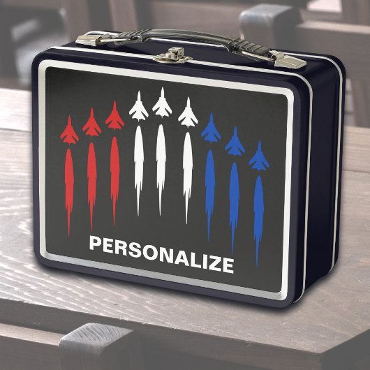 Lunch Box Personnalisé American Flag Jet Fighters Patriotic