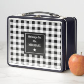 Lunch Box Personnalisé Black White Grey À damiers Motif (En situation)
