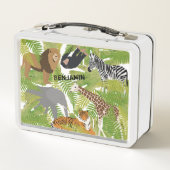 Lunch Box Personnalisé Cute Jungle Animaux Safari Garçon | F (Dos)