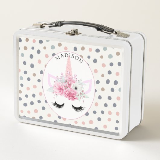 Lunch Box Personnalisé jolie licorne florale (Devant)