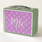 Lunch Box Personnalisé Monogramme Doux violet, Motif de tiss (Devant)