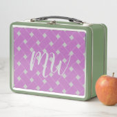 Lunch Box Personnalisé Monogramme Doux violet, Motif de tiss (En situation)