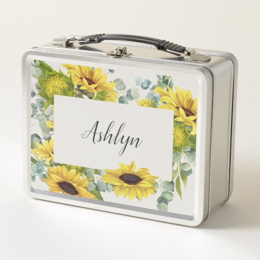 Lunch Box Personnaliser le nom Police de script de tournesol (Devant)