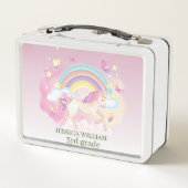 Lunch Box Personnaliser Nom Cute unicorn, Retour À L'École (Dos)