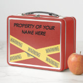Lunch Box Personnaliser "Propriété de" avec bande d'avertiss (En situation)