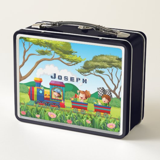 Lunch Box Personnalisez Cartoon Style Train Ride en Forêt (Dos)