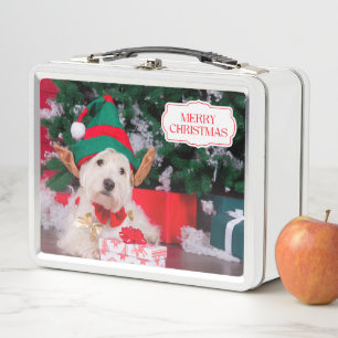 Lunch Box Petit chien de Noël avec arbre de Noël