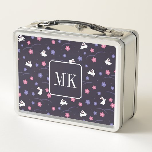 Lunch Box Petit lapin Lapin Motif Monogramme Initiales viole (Dos)