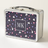Lunch Box Petit lapin Lapin Motif Monogramme Initiales viole (Devant)
