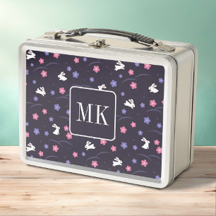 Lunch Box Petit lapin Lapin Motif Monogramme Initiales viole