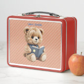 Lunch Box Petit ours lisant avec des rayures (En situation)