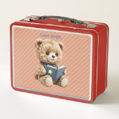 Lunch Box Petit ours lisant avec des rayures (Dos)