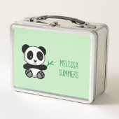 Lunch Box Petit Panda mignonne avec un bâton en bambou vert (Devant)