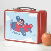 Lunch Box Petit pilote garçon dans l'avion hélice Personnali (En situation)