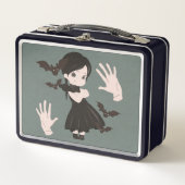 Lunch Box Petite fille en robe noire boîte à lunch métal (Devant)