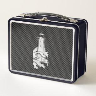Lunch Box Phare Chrome Style sur fibre de carbone noire