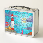 Lunch Box Phare et navires rouges et blancs (Dos)
