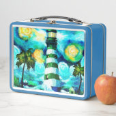 Lunch Box Phare Tropical & Palm Trees Vert Bleu Turquoise (En situation)