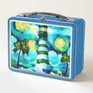 Lunch Box Phare Tropical & Palm Trees Vert Bleu Turquoise