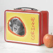 Lunch Box Photo personnalisée jaune et nom (En situation)