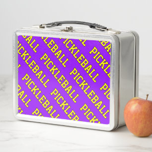 Lunch Box PICKLEBALL Jaune Carrelé Sur Violet Clair