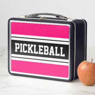 Lunch Box PICKLEBALL Sportif Gras Rose Noir Blanc Stripes