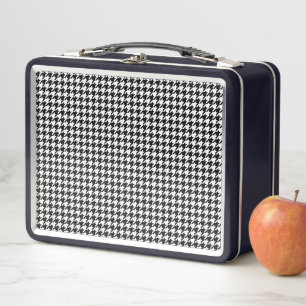 Lunch Box Pied de poule noir blanc en tissu abstrait à motif