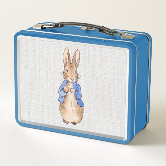 Lunch Box Pierre le lapin gris lin texturé arrière - plan (Dos)